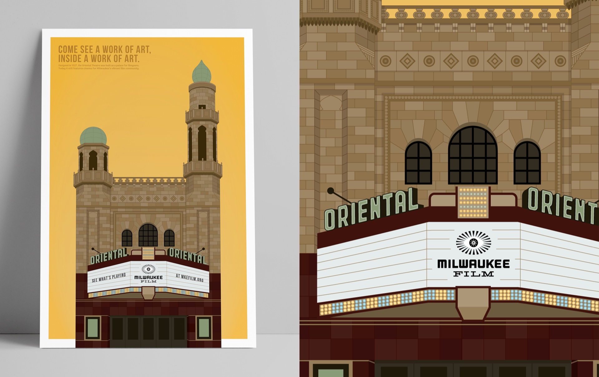 Oriental Theatre poster with marquee detail